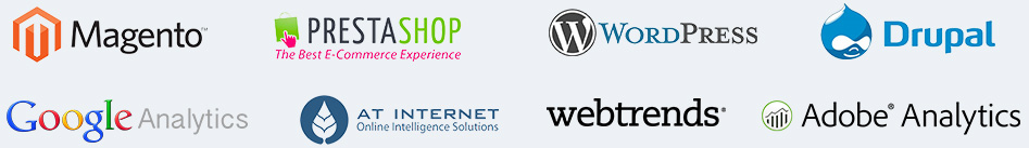 Magento, Prestashop, WordPress, Drupal, Google Analytics, AT Internet, Webtrends ...